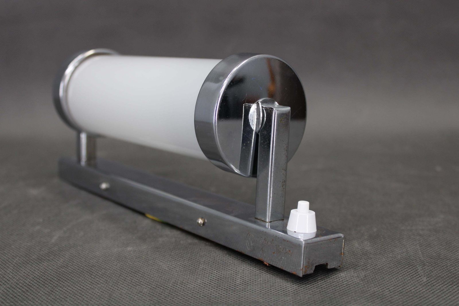 1930s Bauhaus Chrome And Milk Glass Tubular Wall Light, Czechoslovakia, Restored photo Lighting