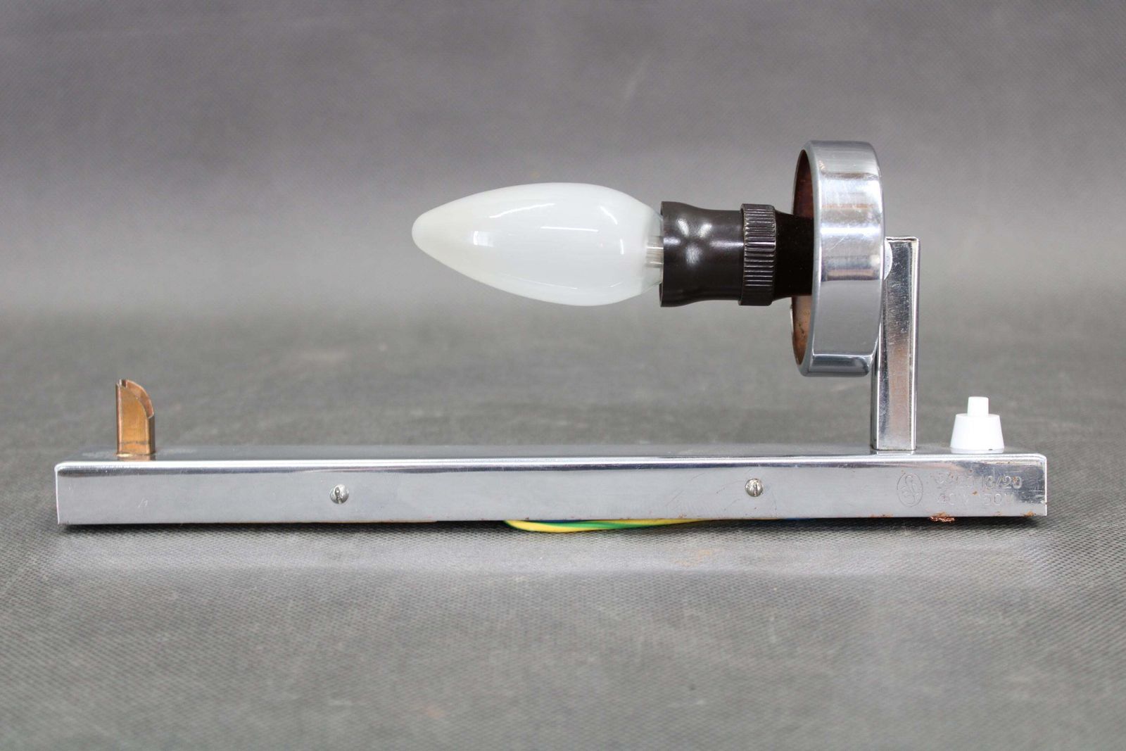 photo furniture 1930s Bauhaus Chrome And Milk Glass Tubular Wall Light, Czechoslovakia, Restored