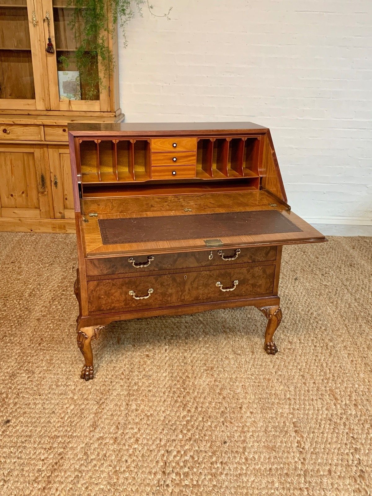 Mid Century Burr Walnut Bureau Desk By Leemings Furnishers Ltd, Halifax photo furniture