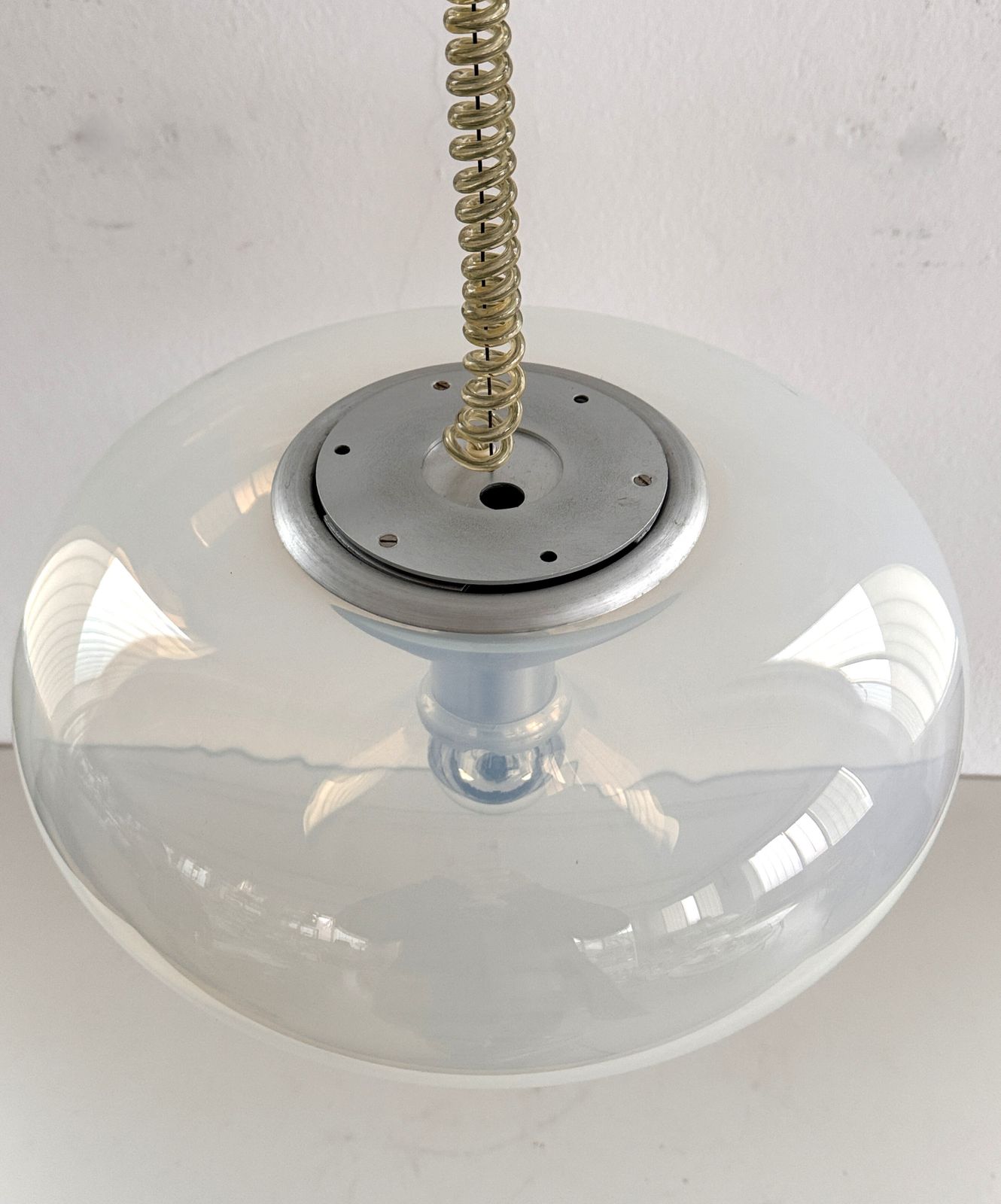 1580.0 Italian Midcentury Opaline Pendant Light Medusa By Carlo Nason For Leucos, 1970s photo