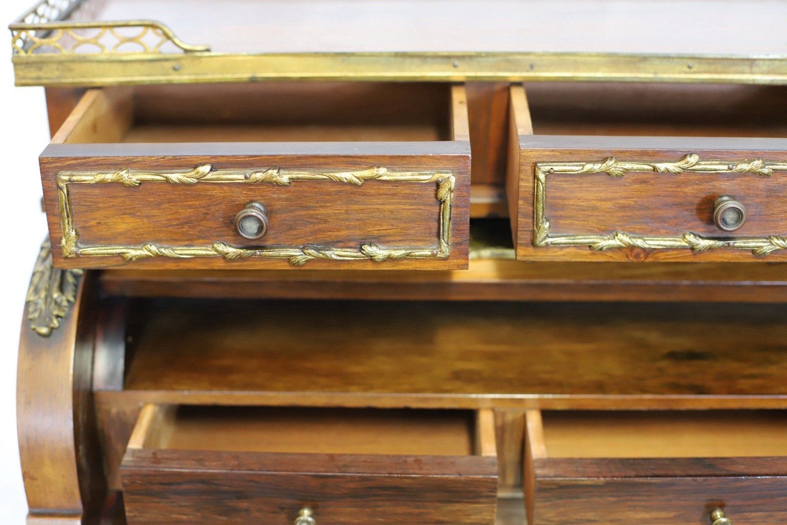 Fine French Rosewood And Gilt Metal Mounted Bureau Writing Desk photo vintage