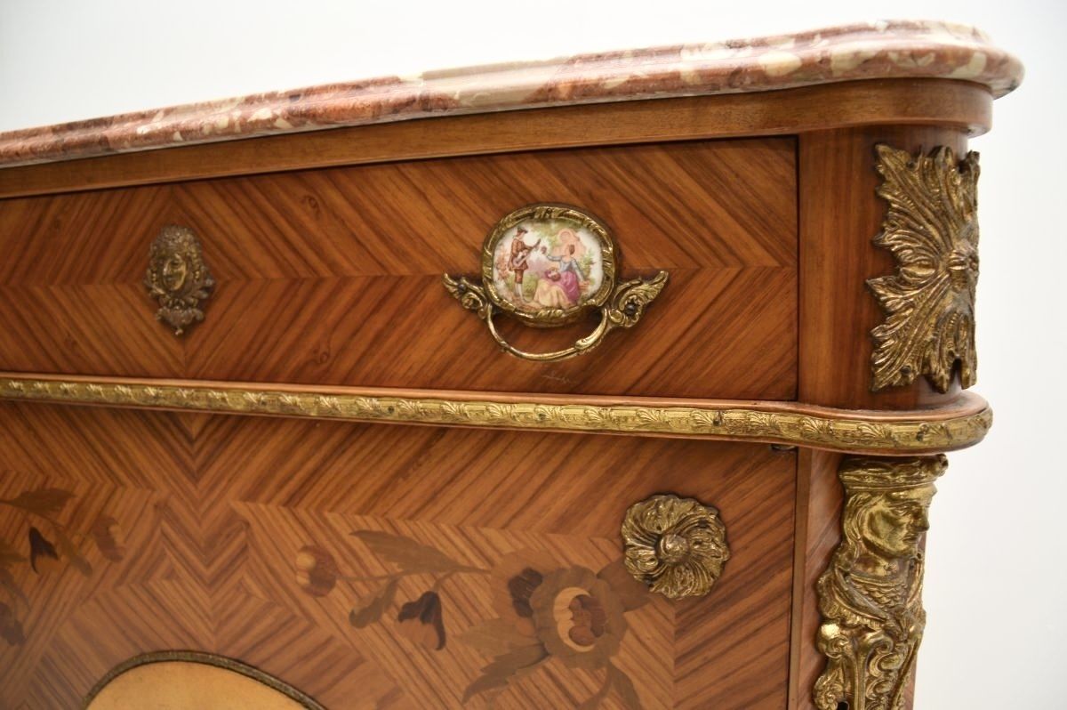 Antique French Marble Top Cabinet photo vintage