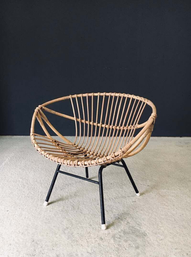Mid Century Modern Design Bamboo Lounge Chair, Frankrijk, Ca. Jaren 1950