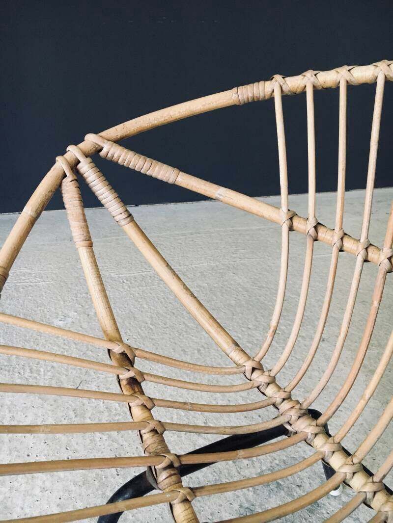 750.0 Mid Century Modern Design Bamboo Lounge Chair, Frankrijk, Ca. Jaren 1950 photo