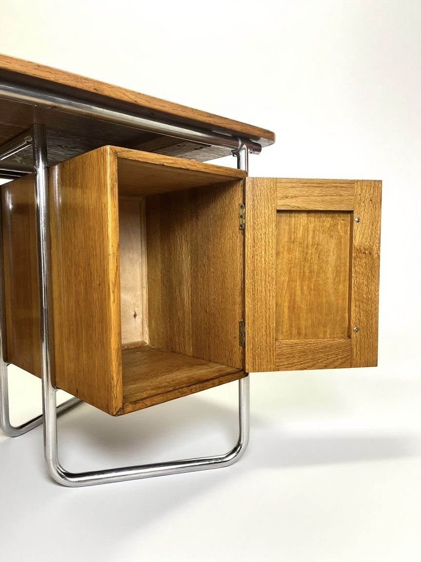 4800.0 Oliver Percy Bernard For Pel Modernist Oak And Chrome Executive Desk, British C. 1931 photo