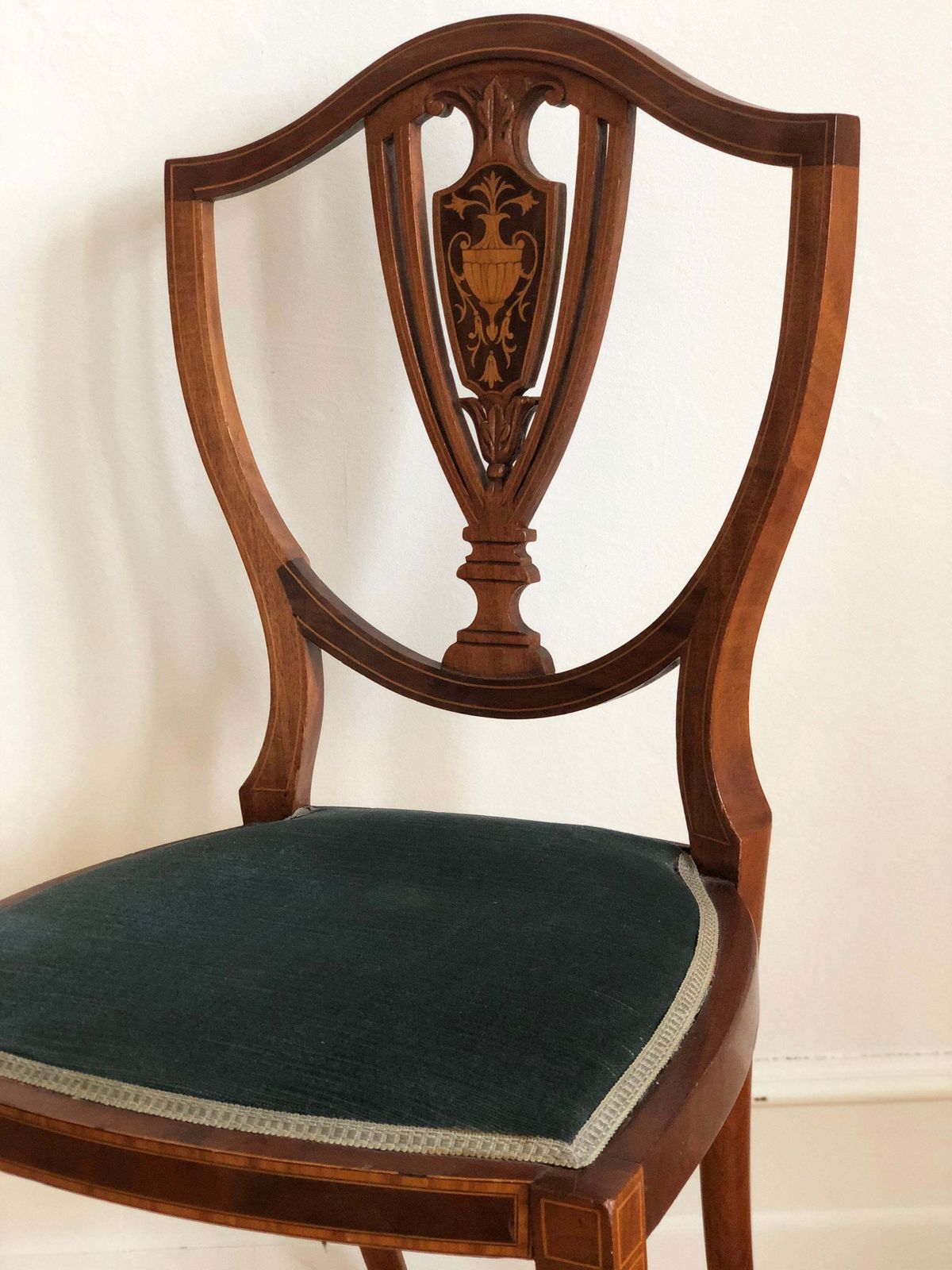 Pair Of Antique Mahogany Hepplewhite Revival Chairs Denmark 1900s photo for sale