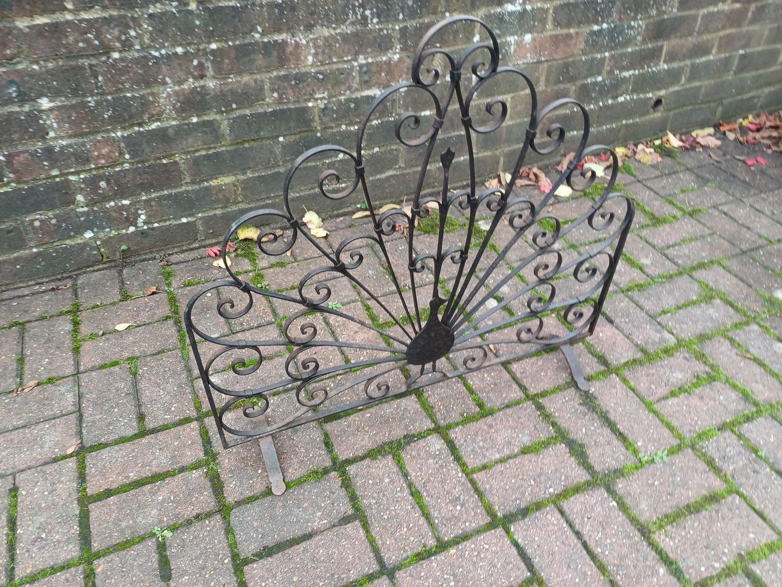 Vintage Wrought Iron Peacock Fire Screen Antique Art Deco Style Fan Guard Ornate Ironwork Fireside Decor, Hearth Accessory Fireplace photo buy