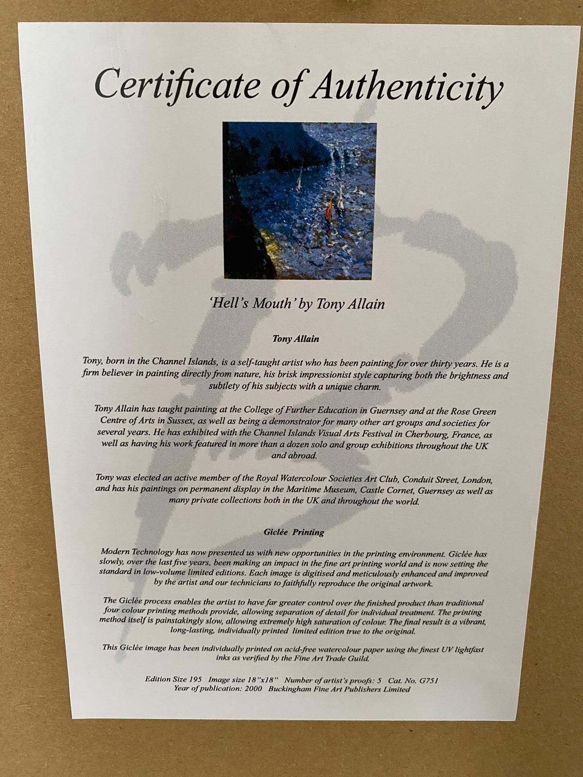 Framed Signed Limited Edition Print "Hell's Mouth" By Artist Tony Allain 95/195 photo vinterior