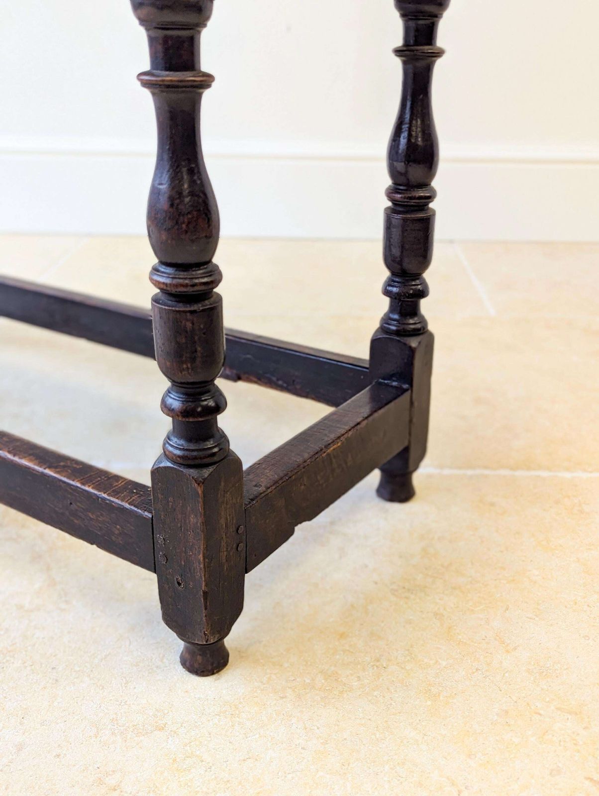 Antique Late Victorian Jacobean Revival Oak Side Table C.1890 photo vintage