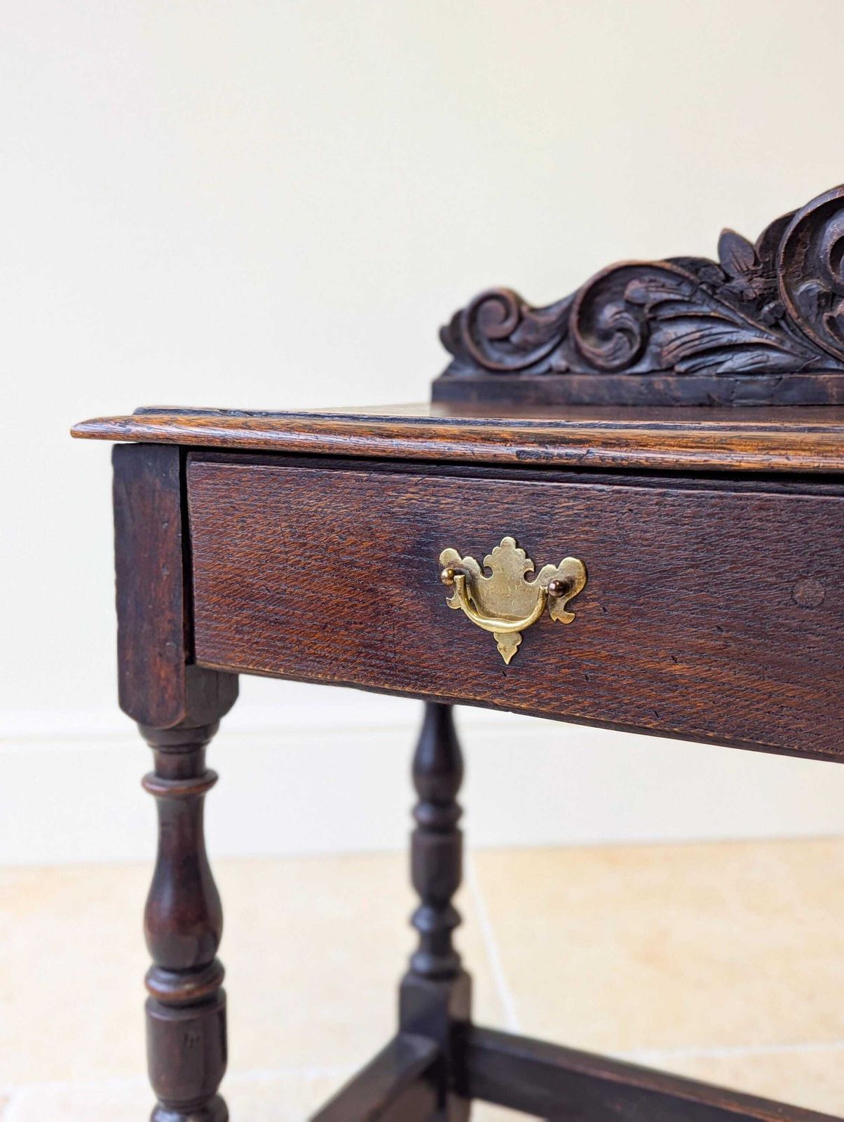 photo for sale Antique Late Victorian Jacobean Revival Oak Side Table C.1890