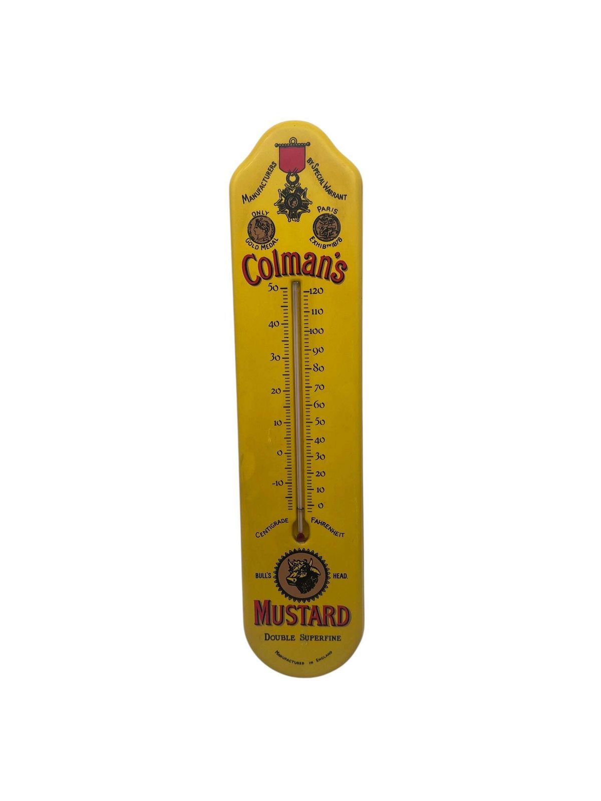 Vintage Colman's Mustard Advertising Thermometer   Wall Hanging   Farmhouse Kitchen   Kitchenalia