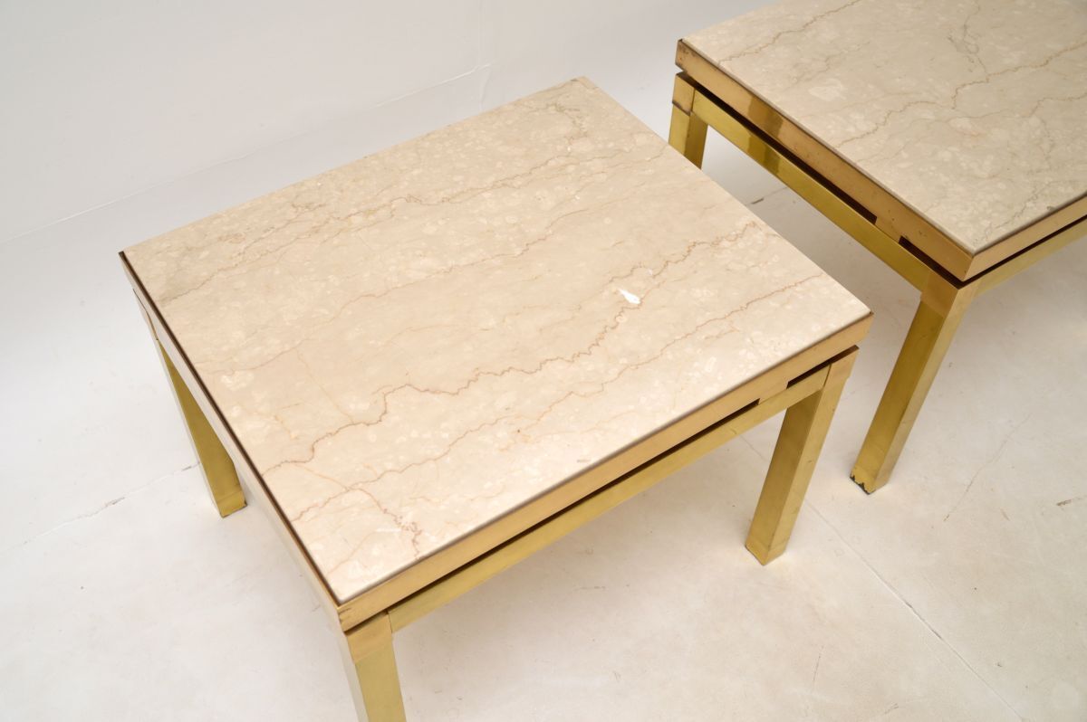 Pair Of Vintage Italian Brass And Marble Side Tables photo Furniture