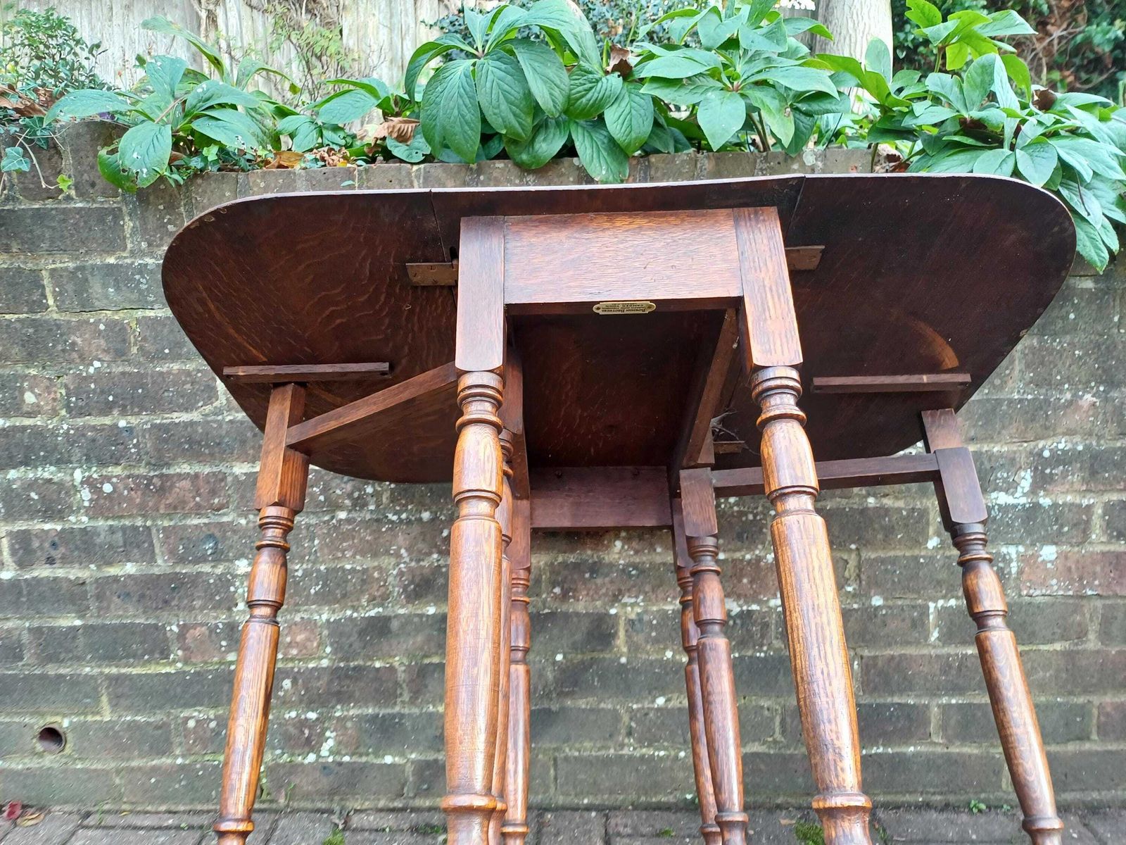 Antique Oak Gateleg Drop Leaf Table Early 20thc Turned Leg Vintage Dining Kitchen Side Table With Barley Twist photo furniture