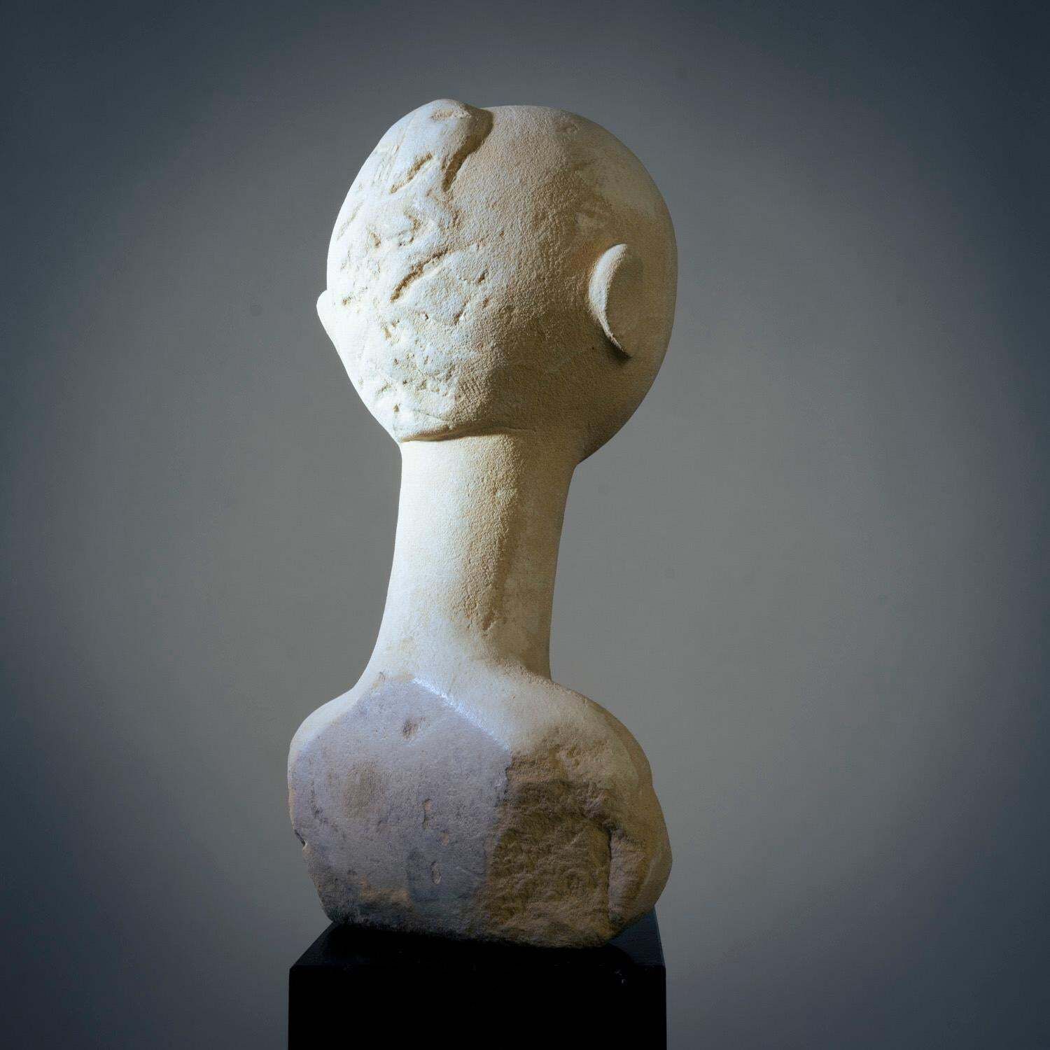 Art Modernist Bust Sculture Of A Woman In Sandstone photo