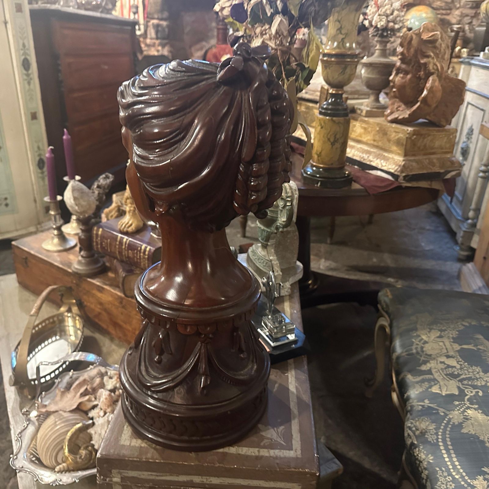 A Sicilian Art Nouveau Wood Sculpture Of A Bust Of A Young Woman photo for sale