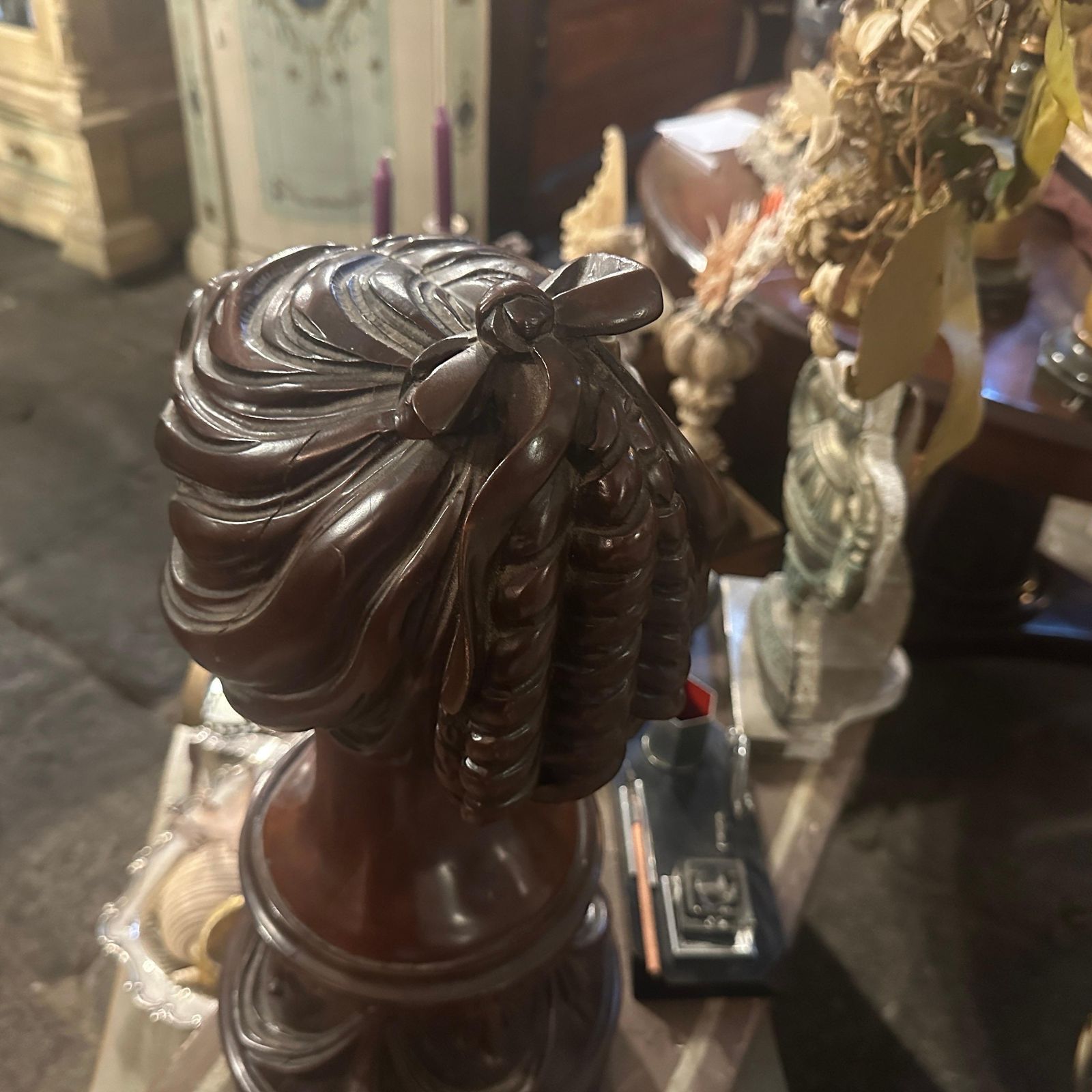 photo furniture A Sicilian Art Nouveau Wood Sculpture Of A Bust Of A Young Woman