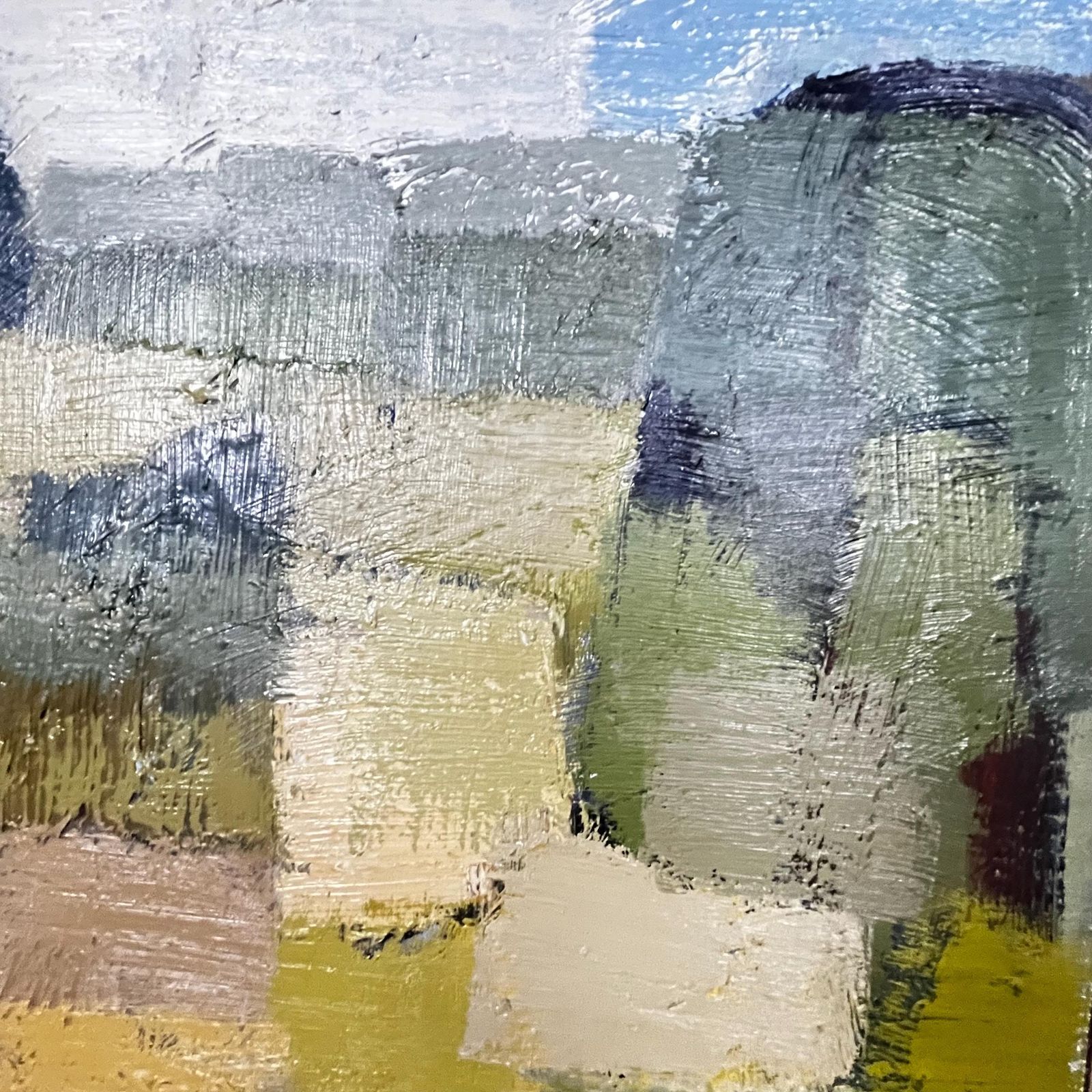 Gösta Falck, Abstract Green Landscape, 1960s, Swedish Mid Century Oil Painting photo buy