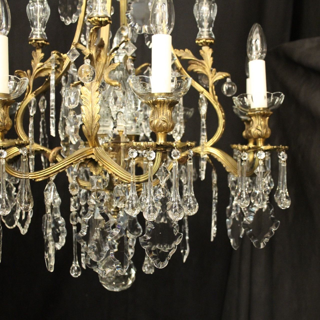 French Pair Of Gilded Bronze Antique Chandeliers photo Lighting
