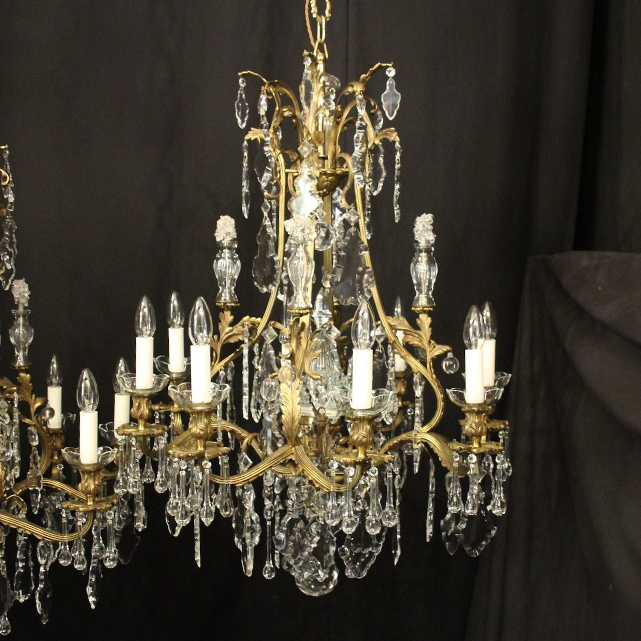 French Pair Of Gilded Bronze Antique Chandeliers photo vinterior