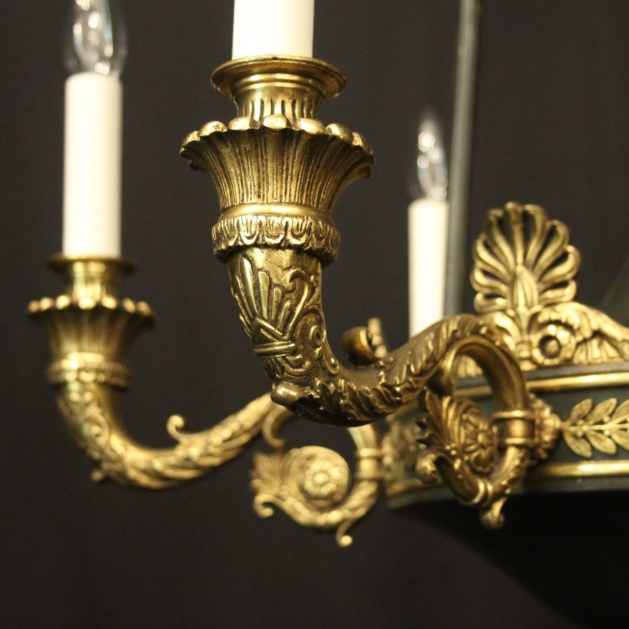 French 19th Century Gilded Bronze Empire 6 Light Chandelier photo Lighting