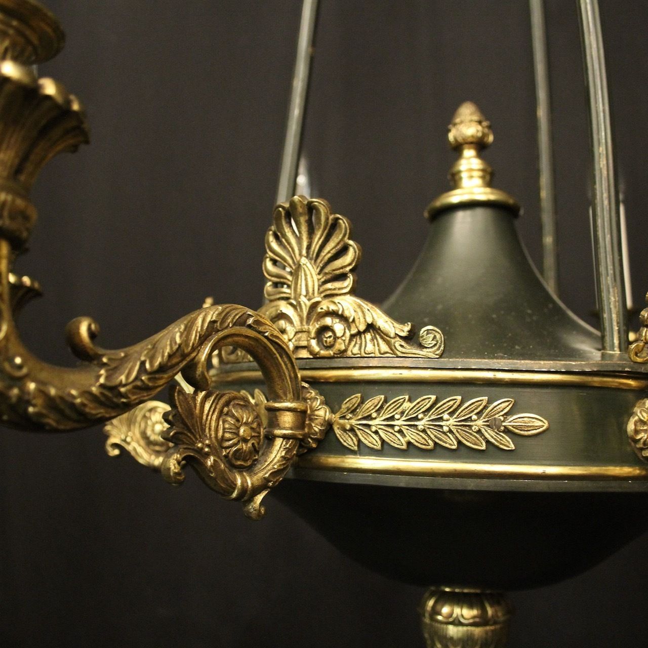 French 19th Century Gilded Bronze Empire 6 Light Chandelier photo vintage