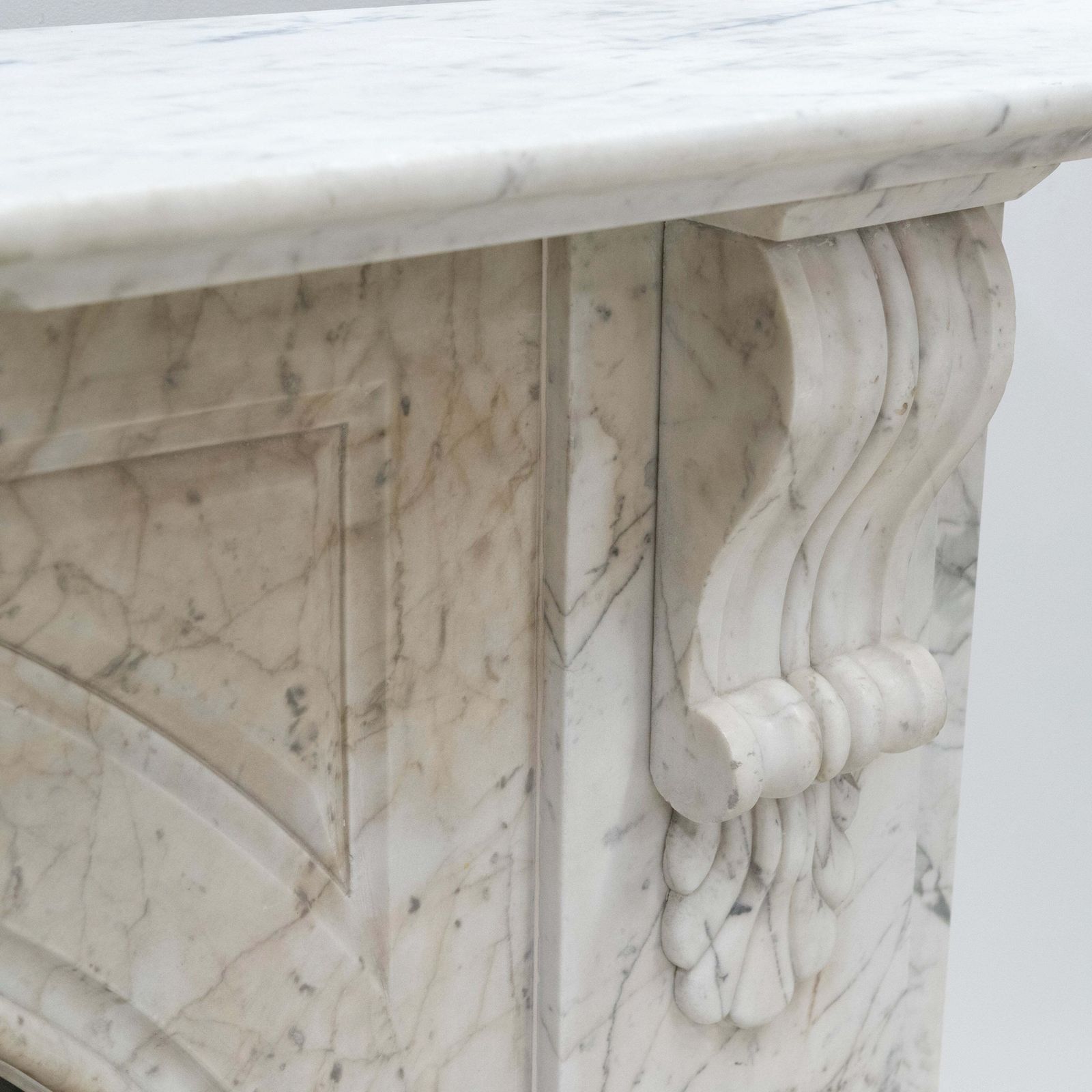photo for sale Large Antique Victorian Carrara Marble Arched Chimneypiece