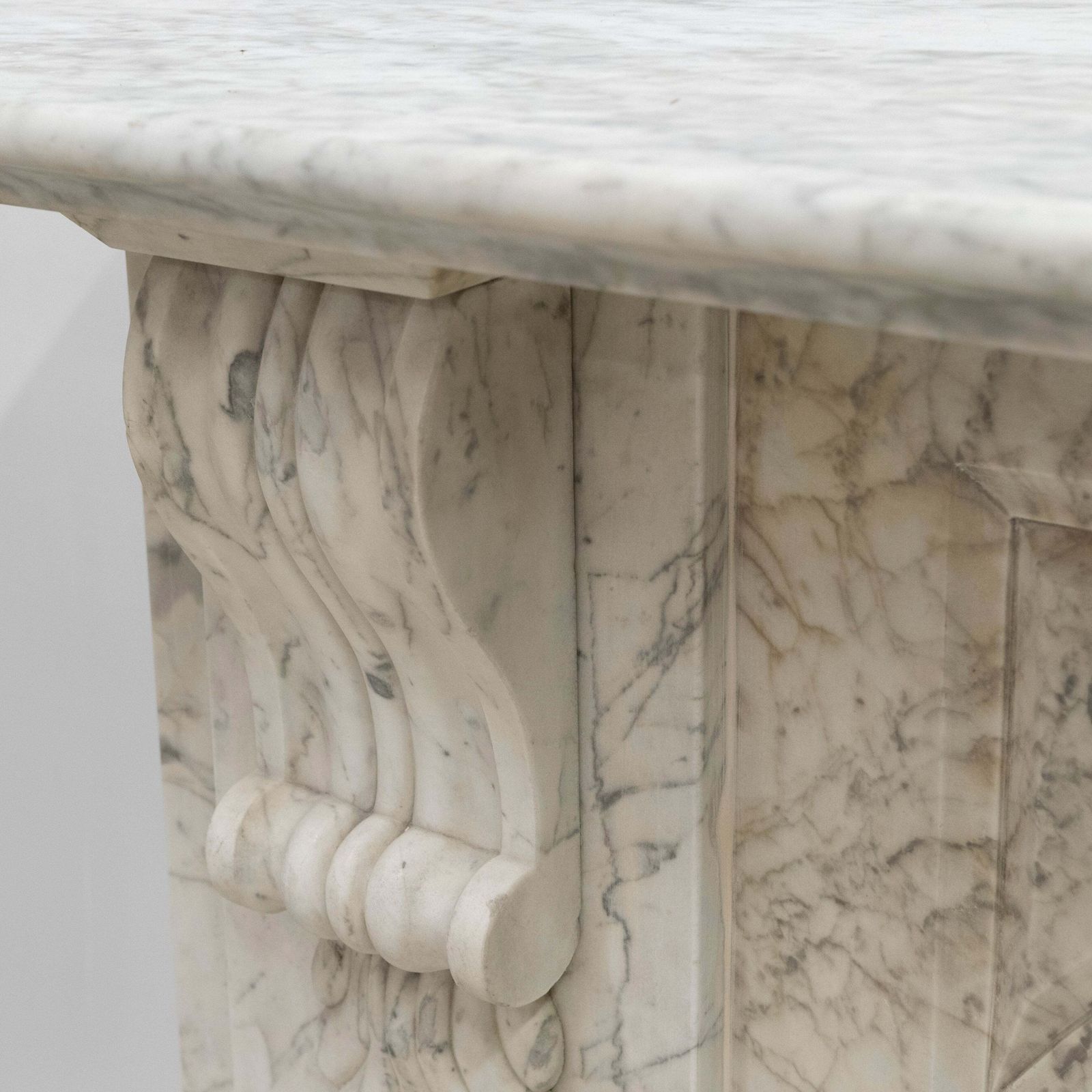 Home Fixtures Large Antique Victorian Carrara Marble Arched Chimneypiece photo