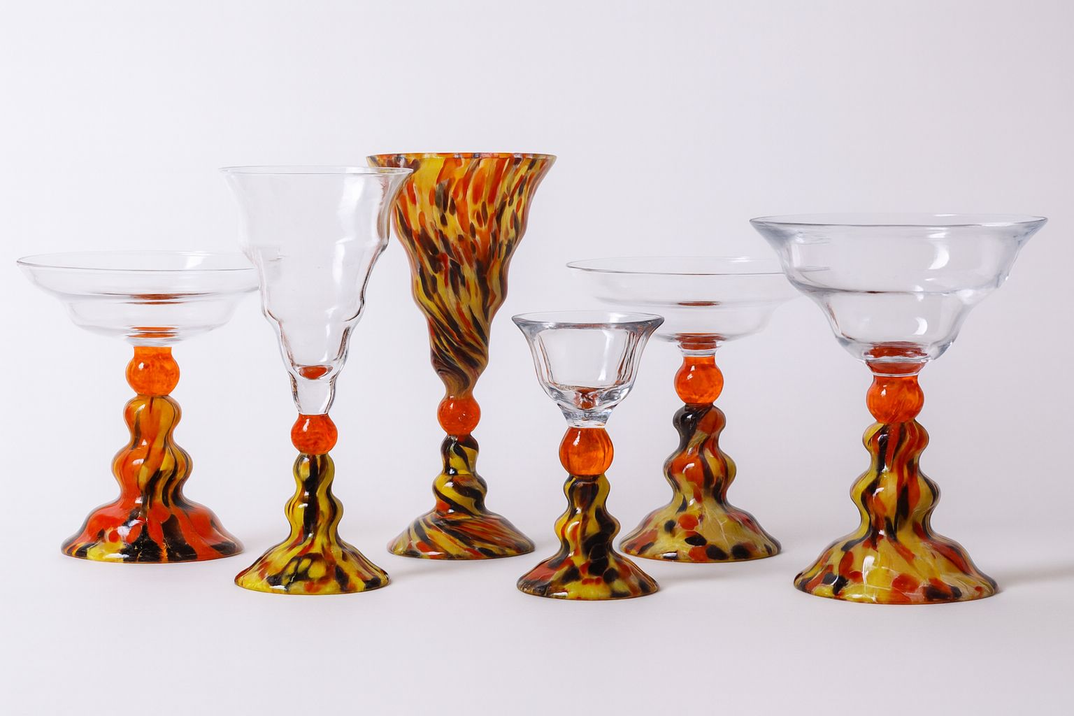 Vintage Set Van Zes Kelkglazen, Jaren 1950–1970