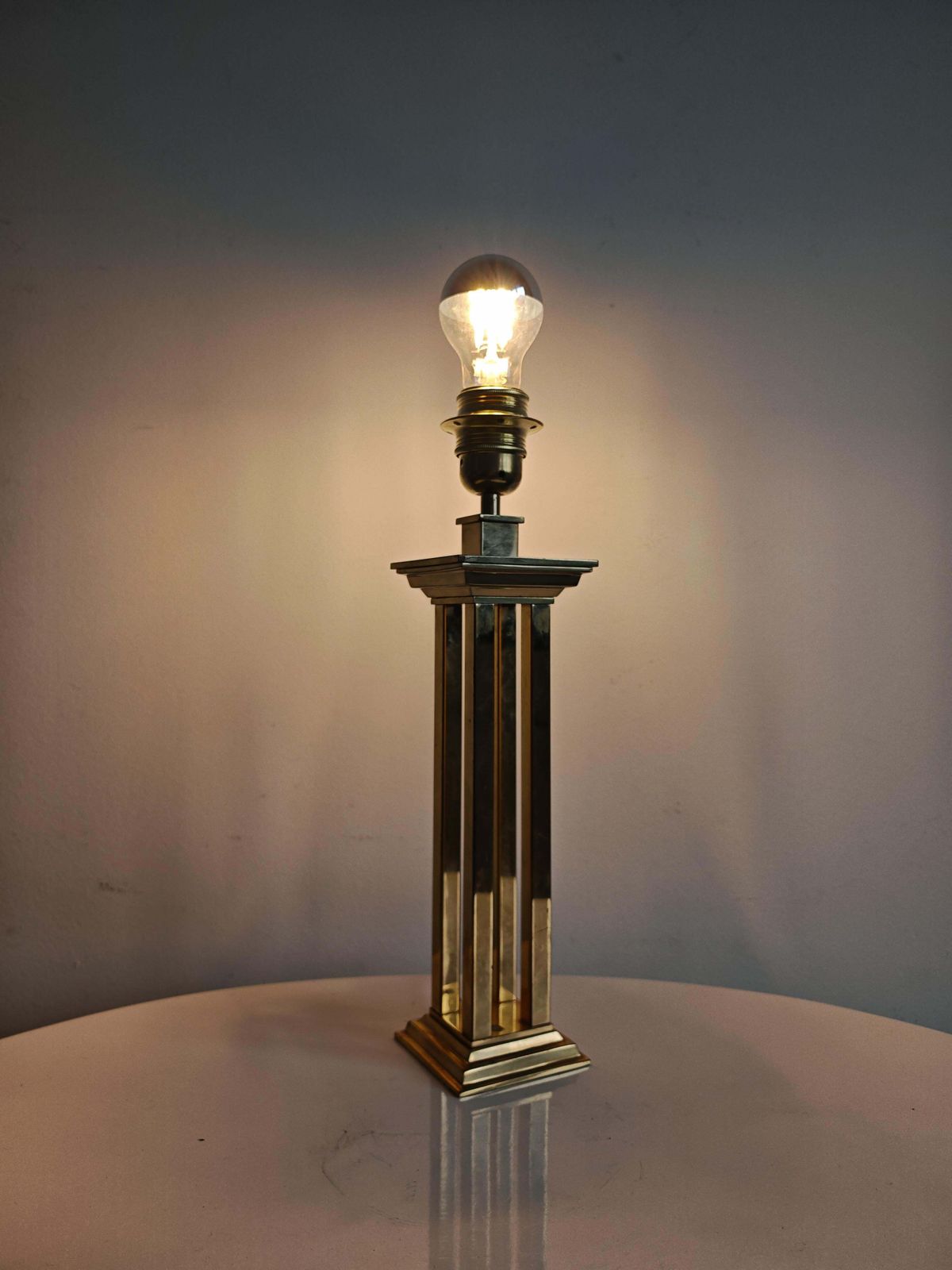 Hollywood Regency Table Lamp In Gilt Brass In Style Of Willy Rizzo, Italy 1960s photo 718.0