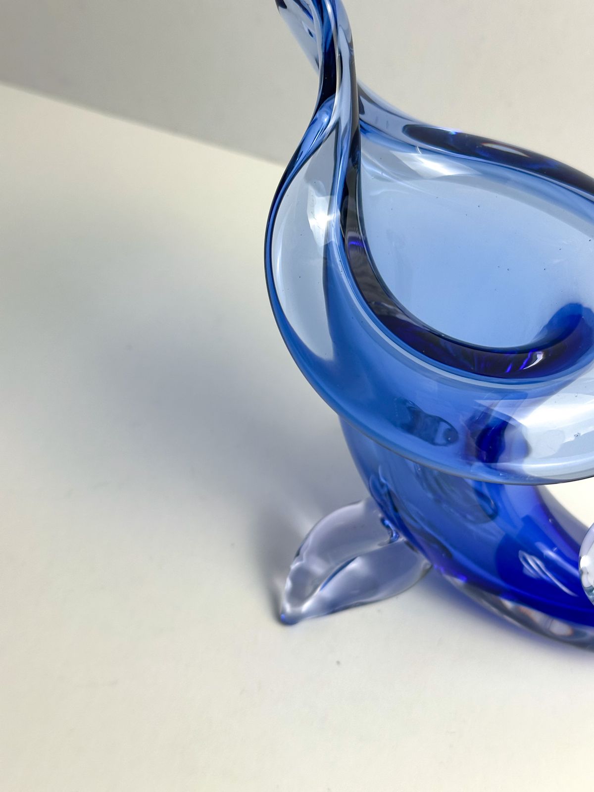 Murano Glass Cornucopia Vase In Cobalt Blue Sommerso By Archimede Seguso, 1950s photo Home Decor