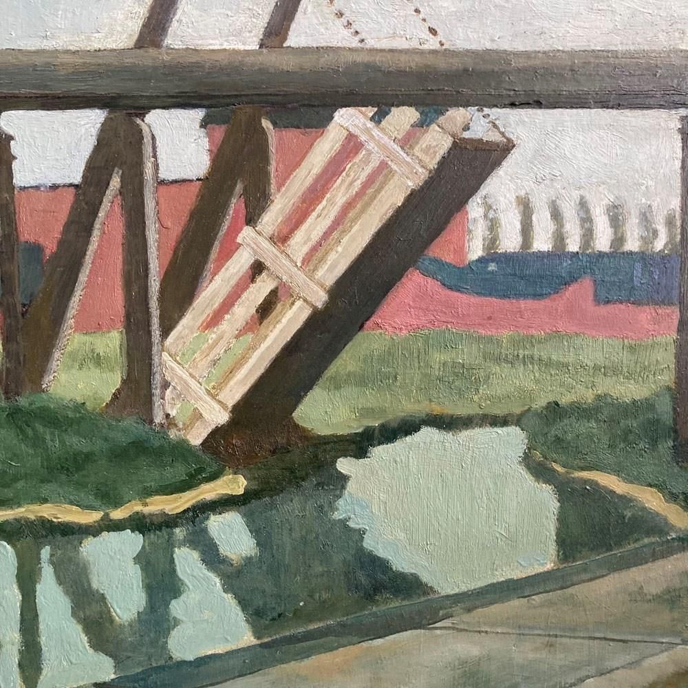 Industrial Canal Landscape Oil Painting photo 675.0
