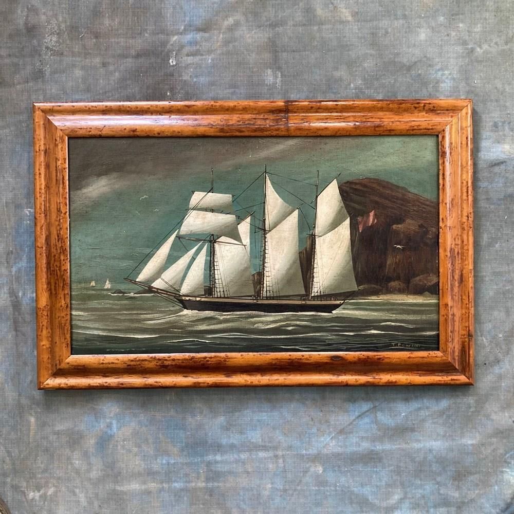 19th C. Pierhead Ship Painting