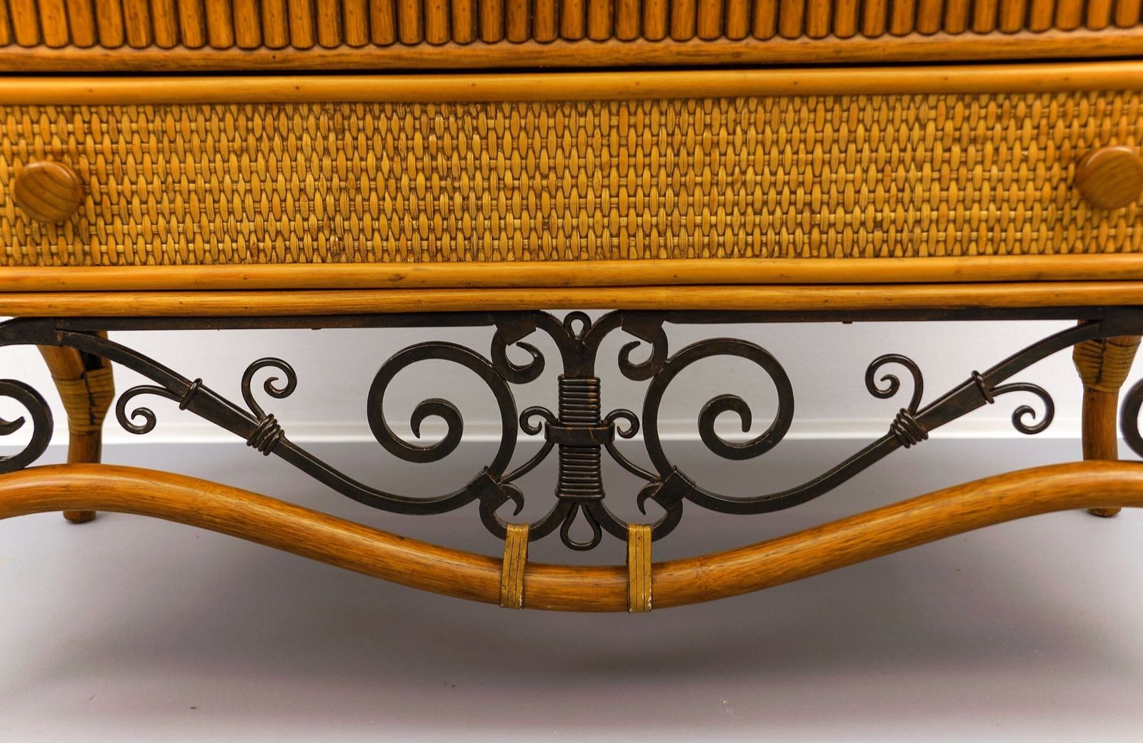 photo buy Italian Chest Of Drawers Made Of Rattan And Wrought Iron, 1970s, Set Of 2