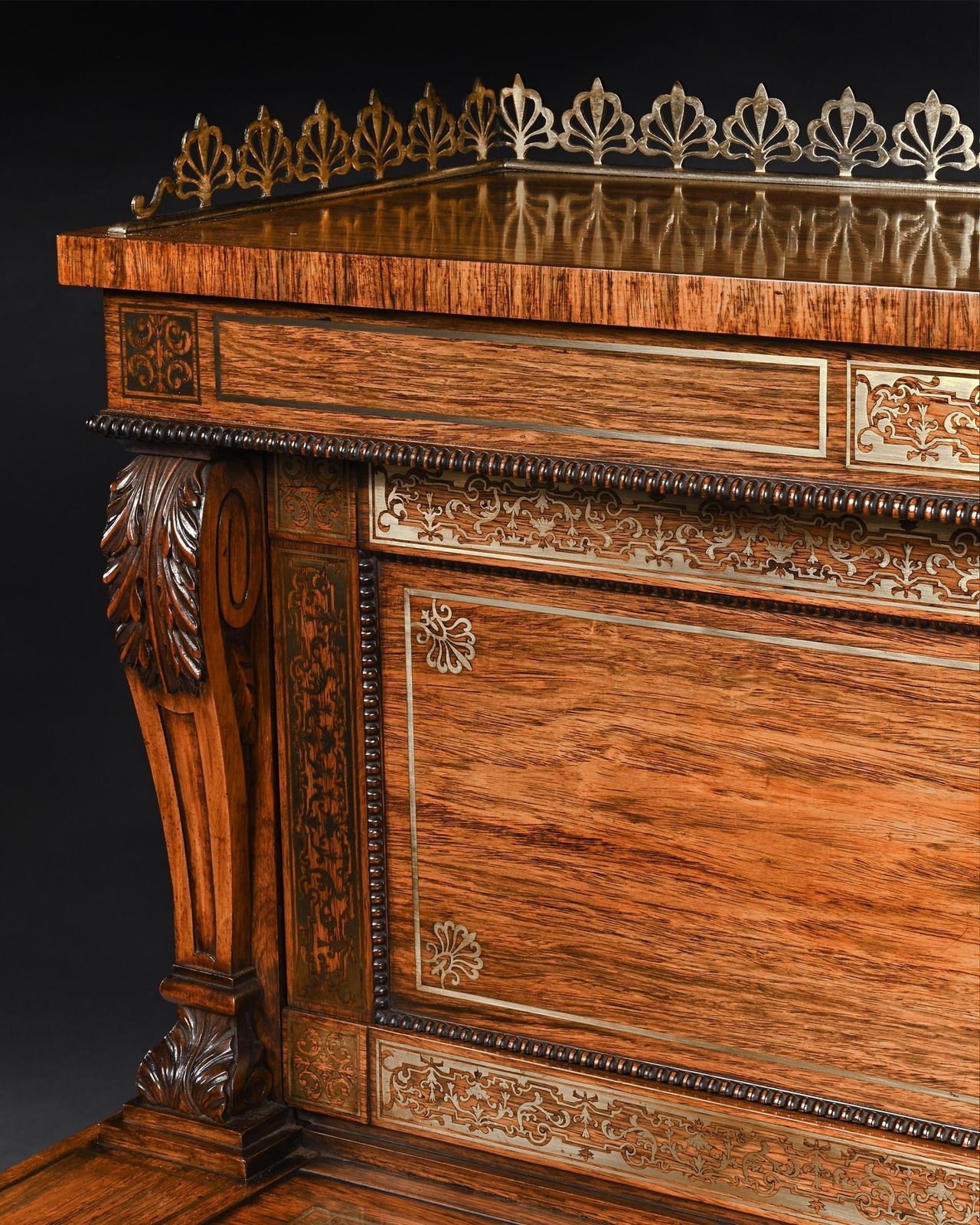 An Extremely Fine Rosewood And Brass Inlaid Writing Table Attributed To Gillows Oxford Street Workshop photo Furniture