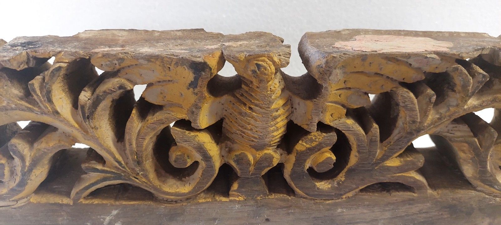 Antique 19th Century Sicilian Cart Fragment Carved Wood photo furniture