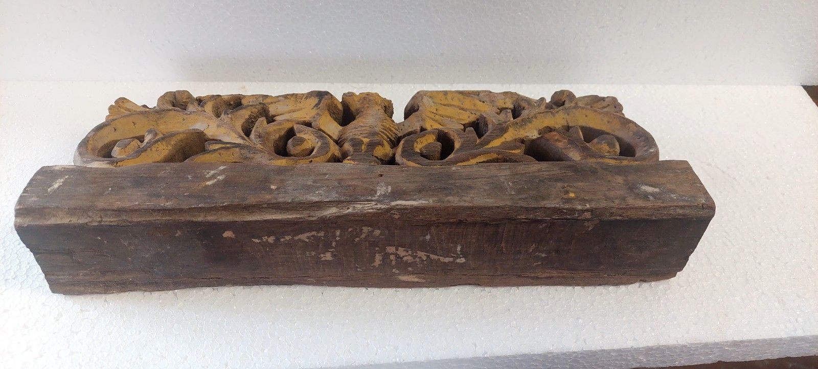 Antique 19th Century Sicilian Cart Fragment Carved Wood photo vinterior