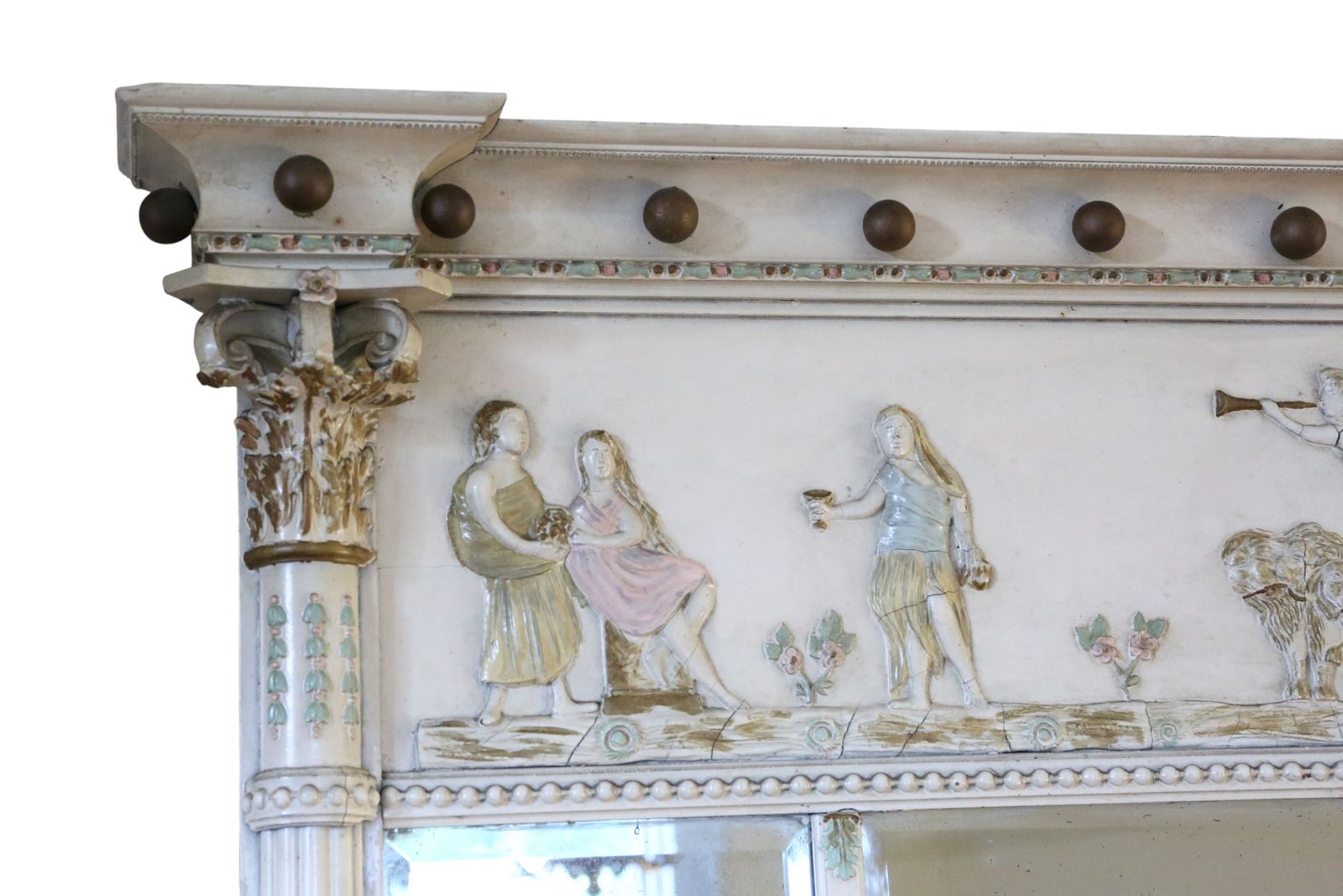 Antique Large Regency 19th Century Overmantle Wall Mirror – Fine Quality Early Decorative Paintwork photo for sale