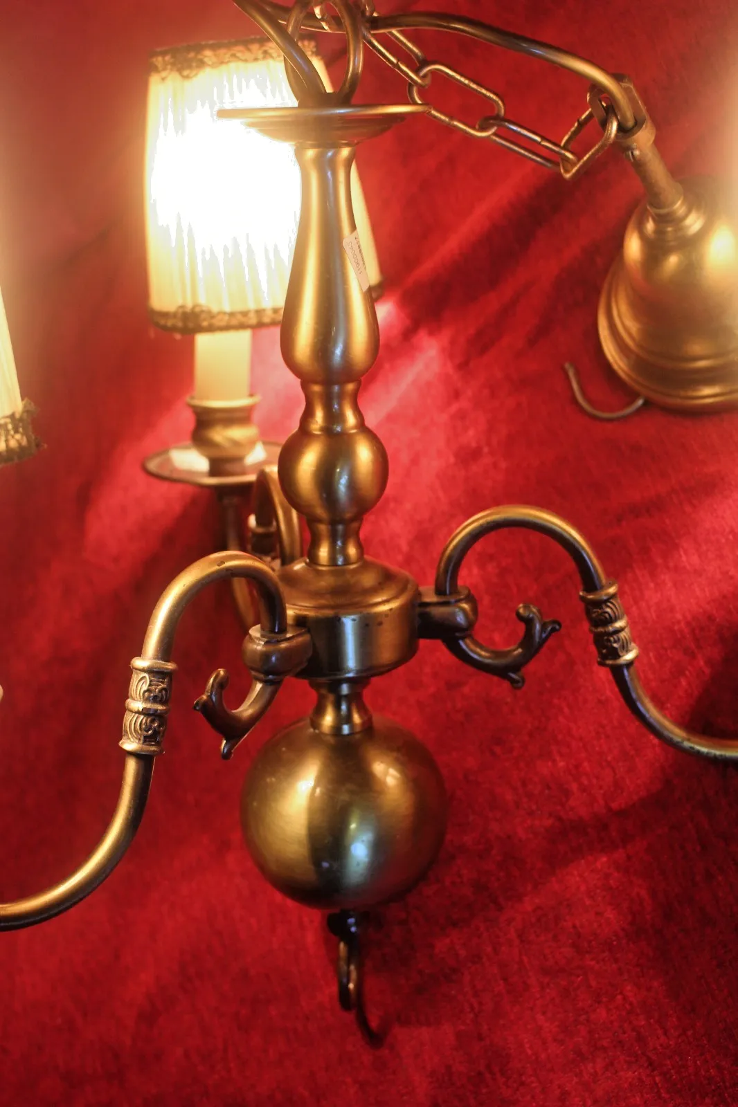 111.0 French Vintage Brass Flemish Chandelier 3 Arms  From Paris Chateau photo