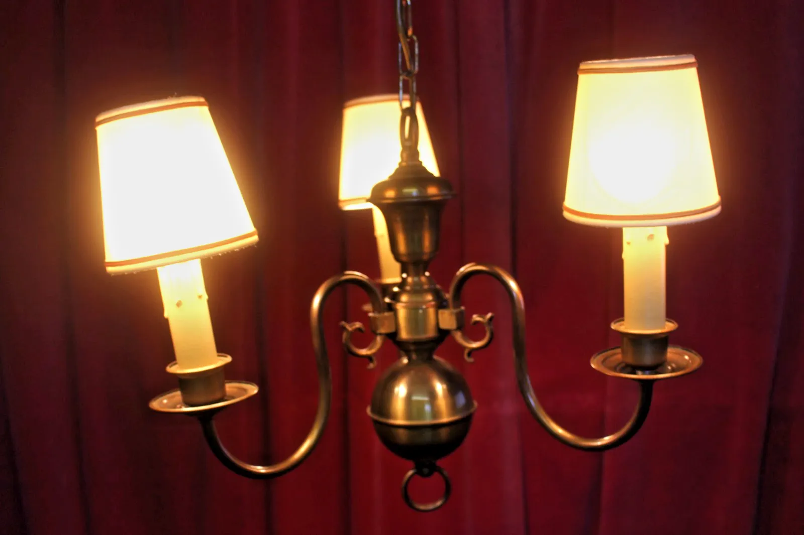89.0 French Vintage Brass Flemish Chandelier 3 Arms  From Paris Chateau photo