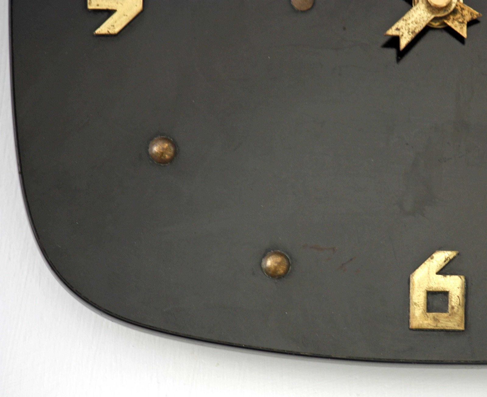 Vintage Odo Wall Clock   23cm Mid Century Style Wooden Black Formica French Retro Wooden 1950s Atomic Gift Off The Wall Clocks photo Home Decor