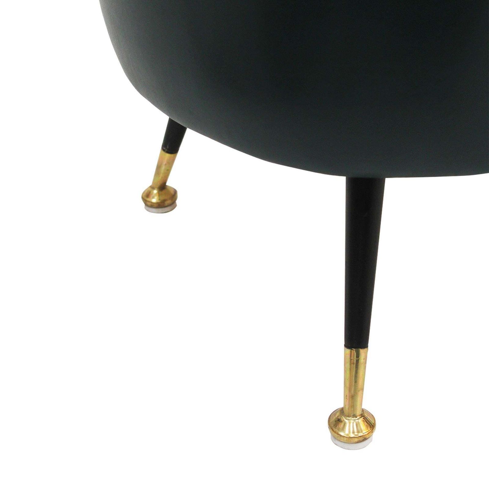 photo furniture Pair Of Italian Footstools In Solid Wood And Green Faux Leather, Italy, 1960s