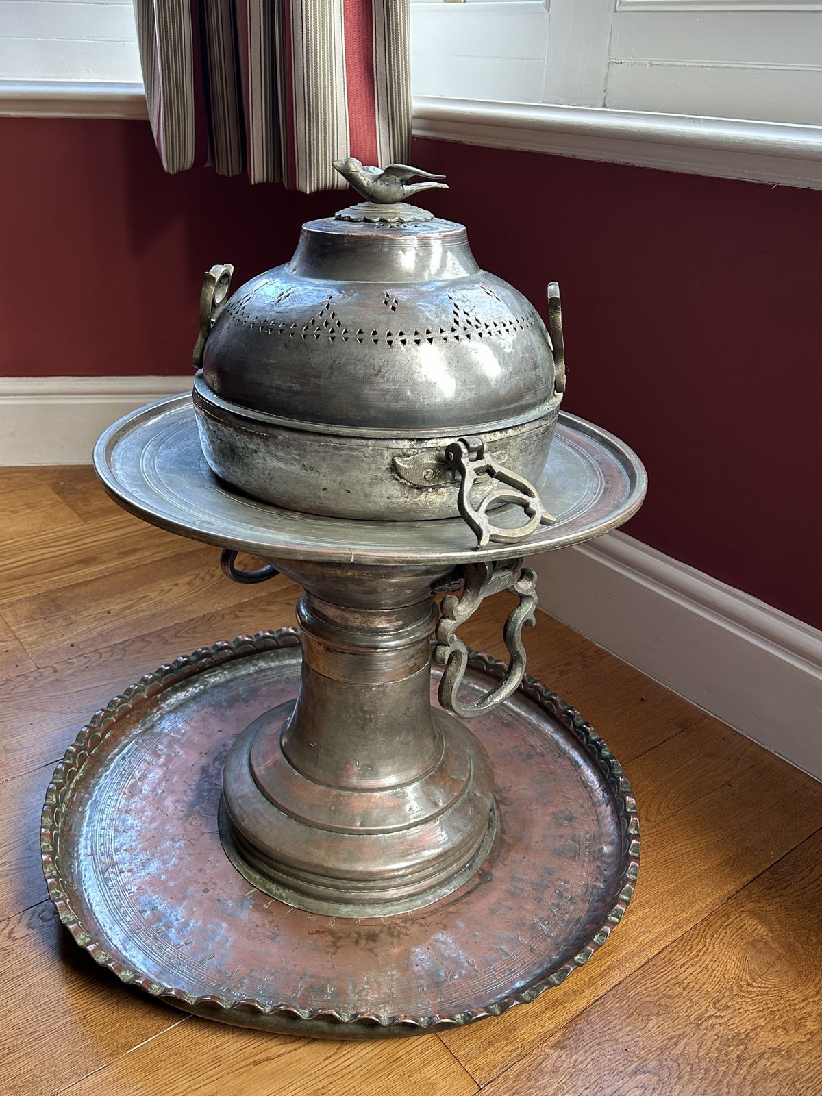 18th/19th Century Ottoman Turkish Brazier Tinned Copper & Brass Handles photo furniture