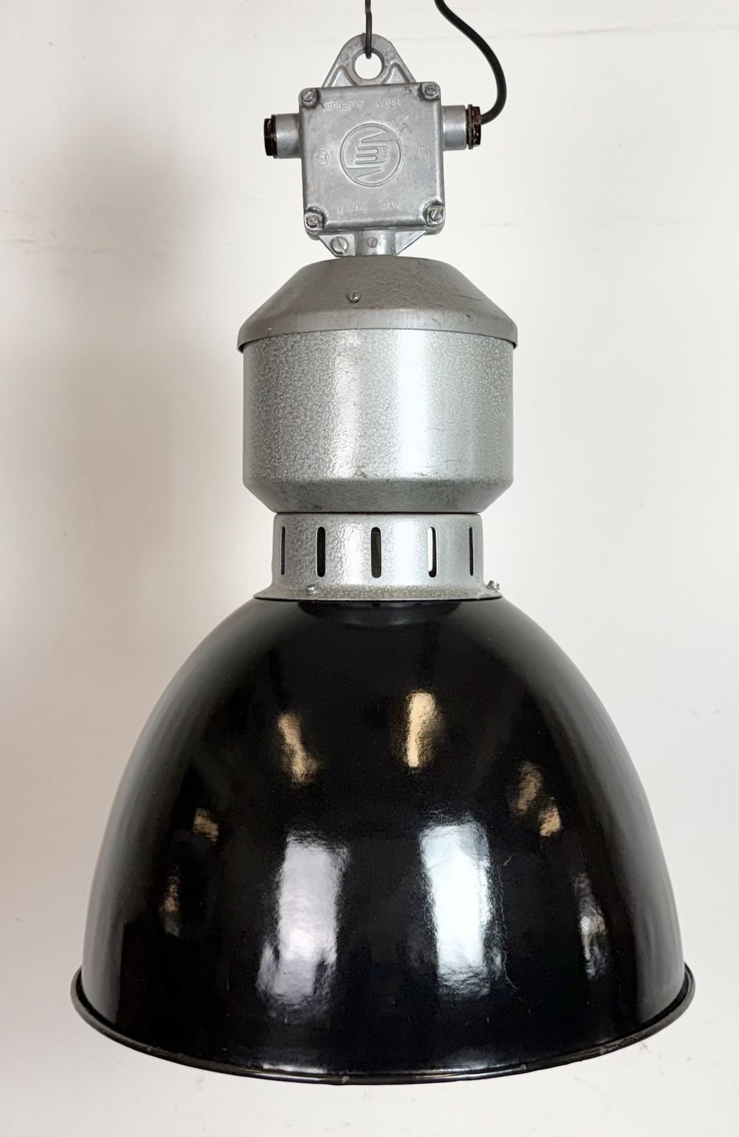 Industrial Black Enamel Factory Lamp From Elektrosvit, 1960s photo Lighting