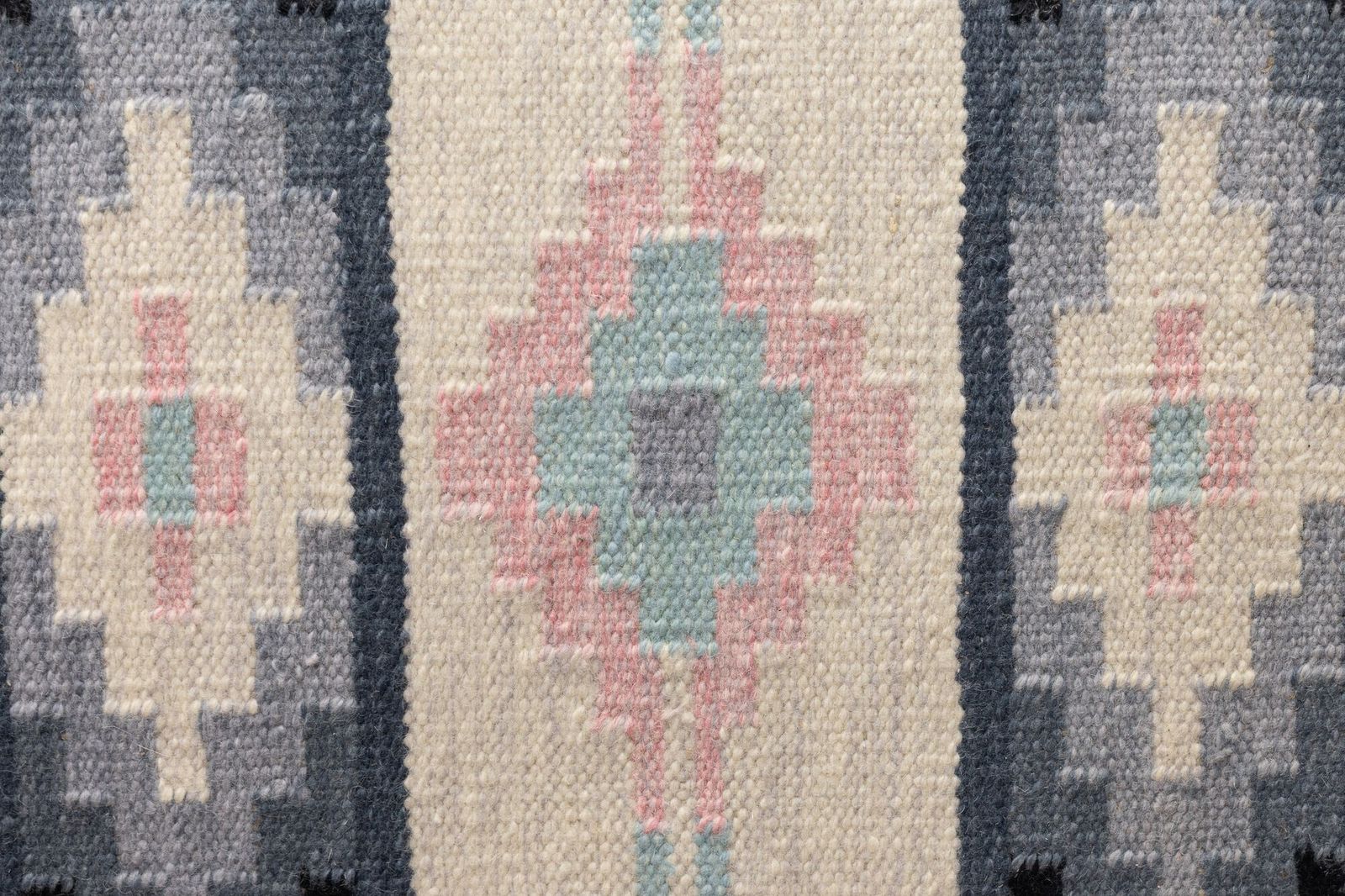 Mid Century Swedish Kilim In Tones Of Grey photo Textiles