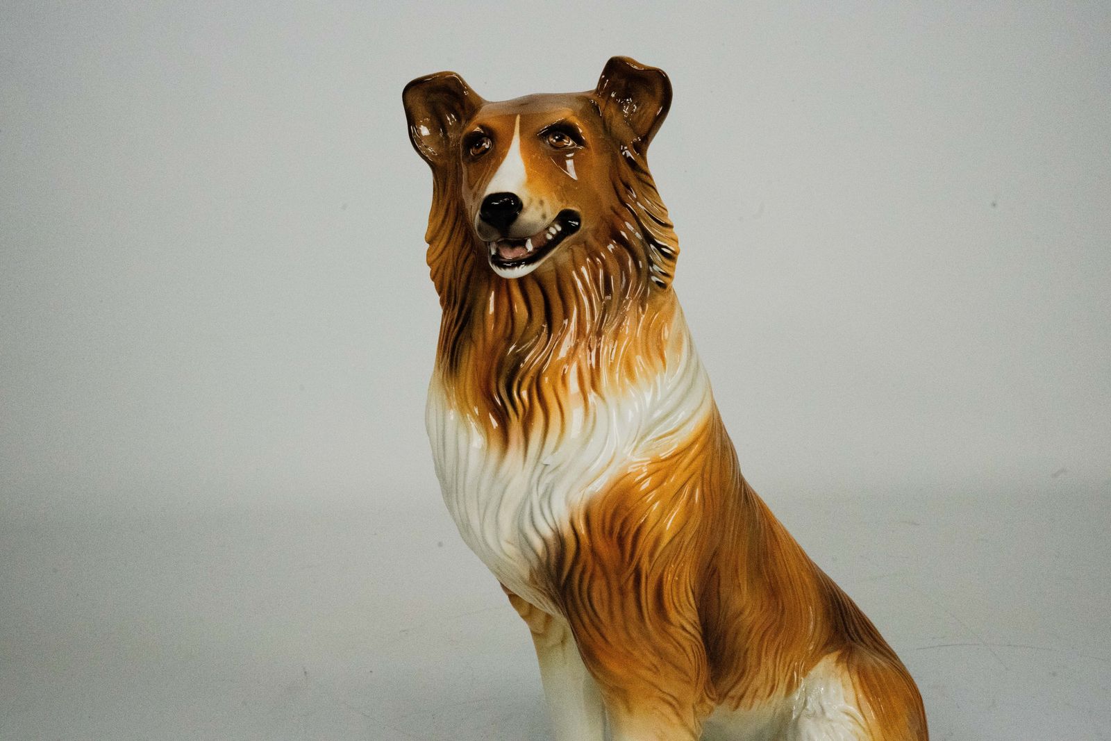 Large Italian Ceramic Sitting Collie Dog Sculpture, 1970s photo for sale