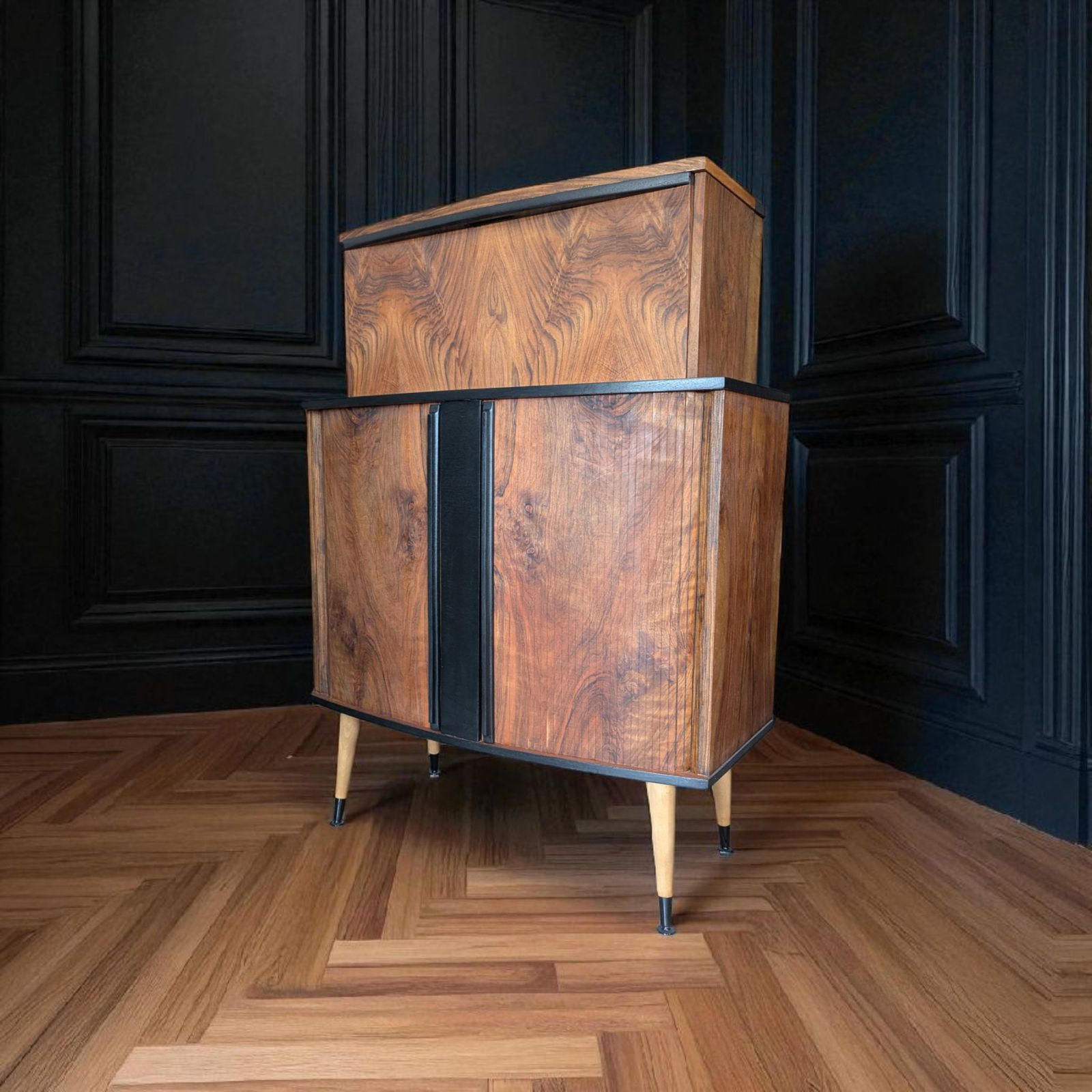 Unique Art Deco Cocktail Drinks Cabinet Walnut Burr Wood Bar