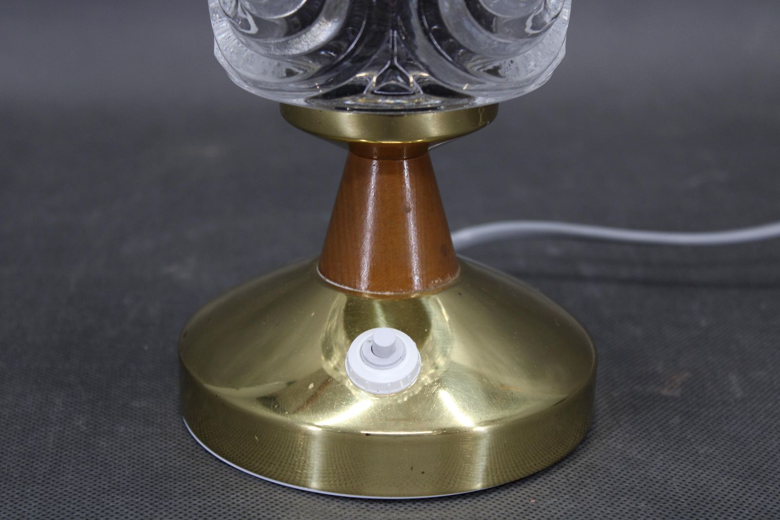 Pair Of 1970s Lidokov Mid Century Table Lamps With Sculpted Pressed Glass Shades photo Lighting