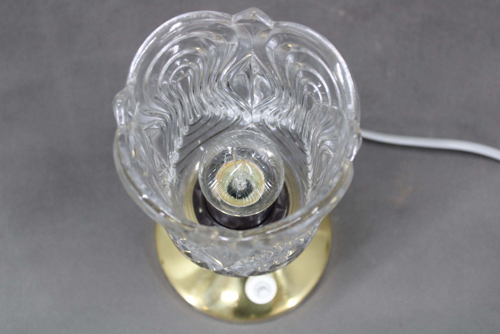 Lighting Pair Of 1970s Lidokov Mid Century Table Lamps With Sculpted Pressed Glass Shades photo