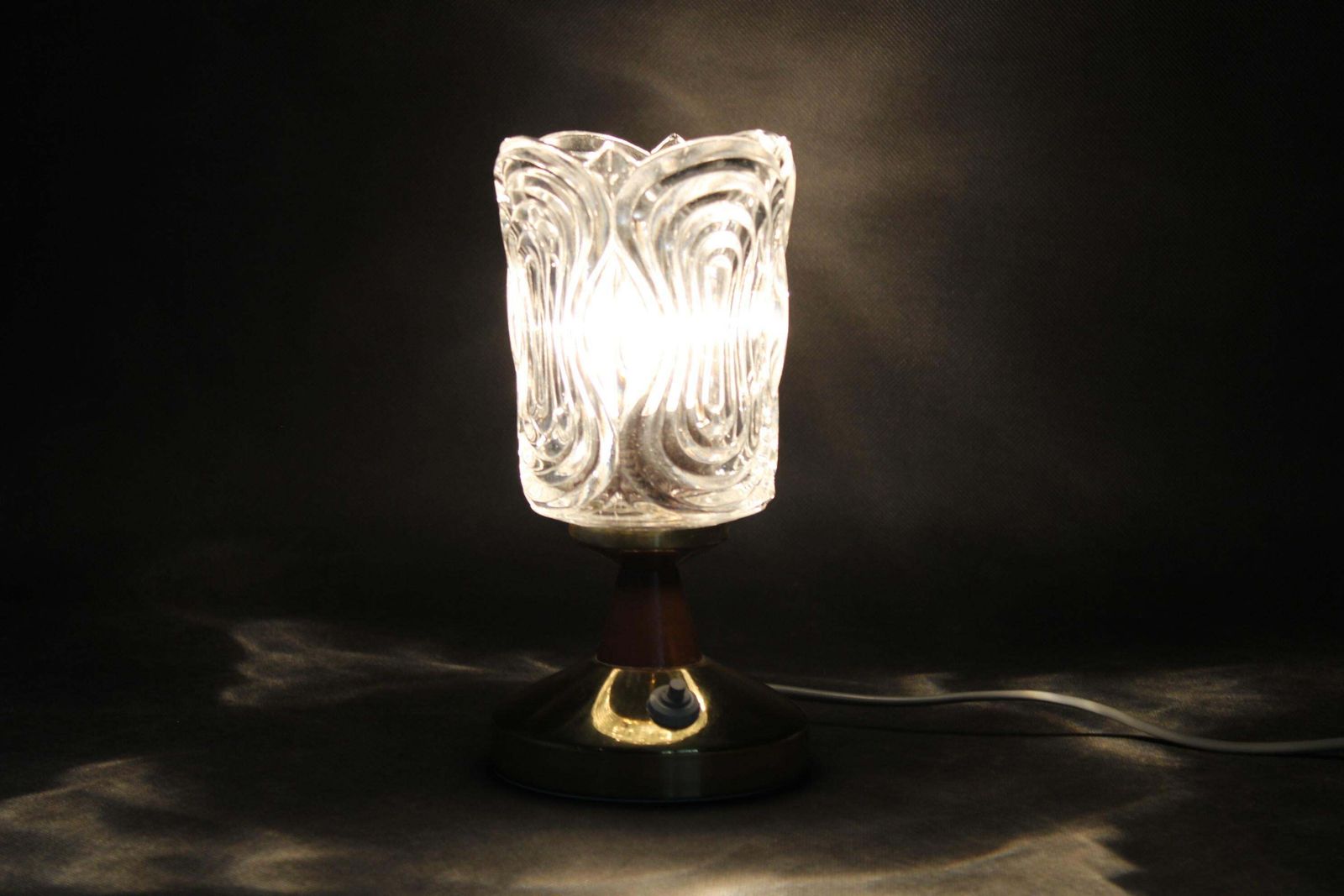 328.0 Pair Of 1970s Lidokov Mid Century Table Lamps With Sculpted Pressed Glass Shades photo