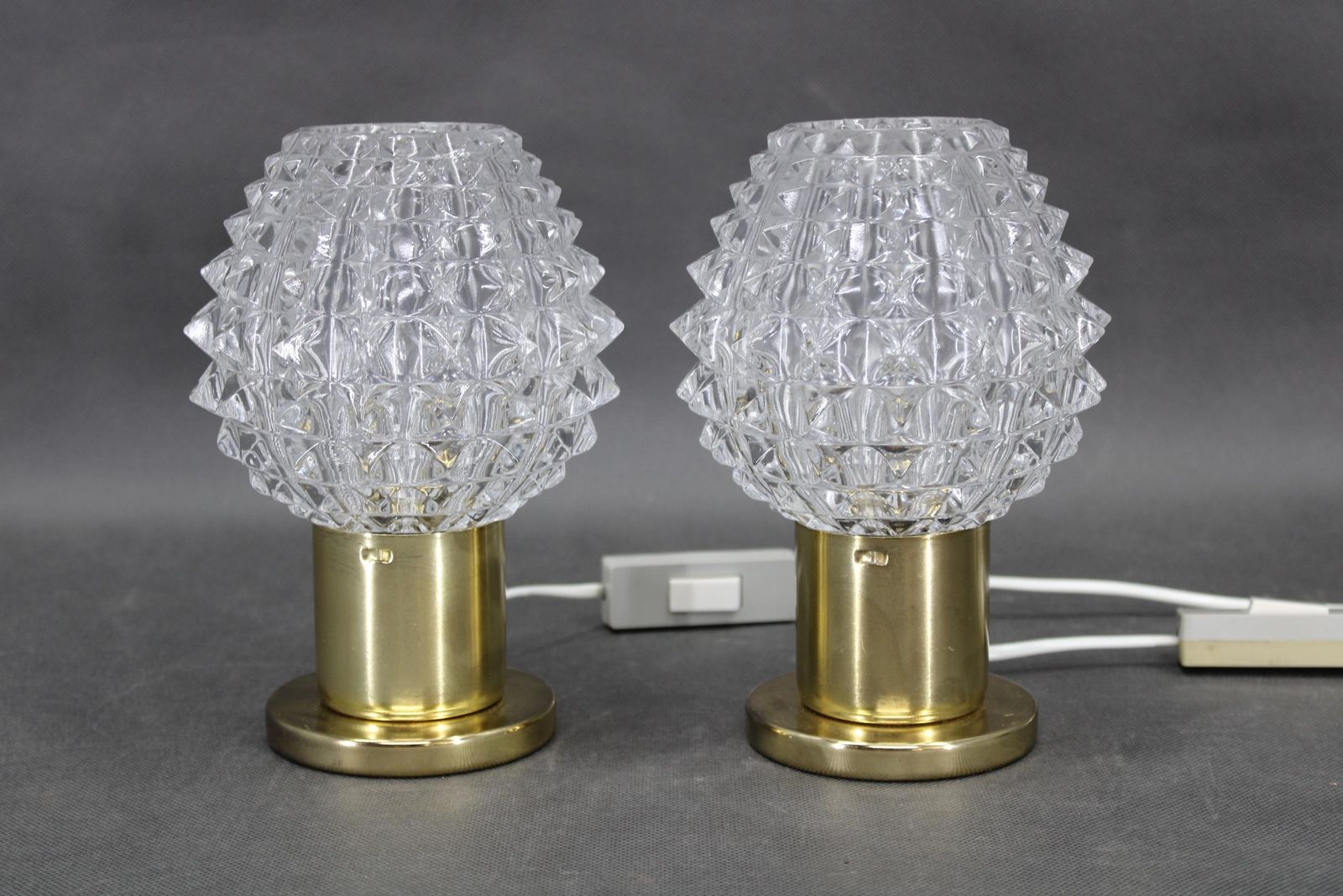 Pair Of 1970s Mid Century Czech Table Lamps With Prismatic Glass Shades photo furniture
